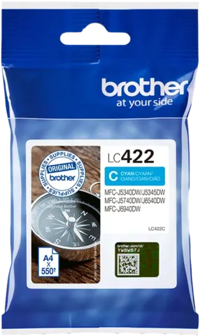 Original Brother LC422C (LC-422C) Druckerpatrone Cyan