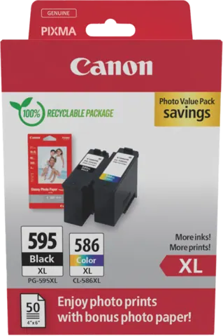 Original Canon PG-595XL+CL-586XL Druckerpatrone Schwarz & Color, Multipack