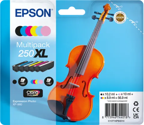 Original Epson 250 XL / C13T16P84010 Druckerpatrone Schwarz,Cyan,Magenta,Gelb,Light Cyan,Light Magenta 6er-Pack