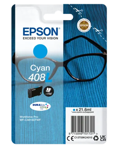 Original Epson 408L (C13T09K24010) Cyan Tintenpatrone DURABrite