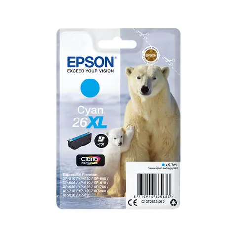 Original Epson T2632 / 26 XL (C13T26324010) Tinte Cyan