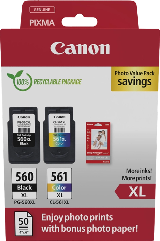 Original Canon PG-560XL / CL-561XL Druckerpatronen Multipack Schwarz / Color