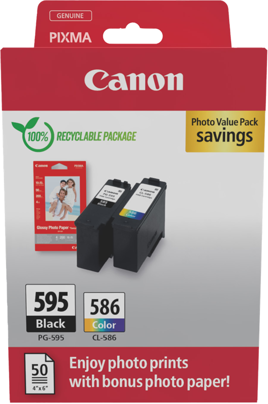 Original Canon PG-595+CL-586 Druckerpatrone Schwarz & Color, Multipack