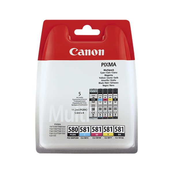 Original Canon PGI-580 + CLI-581 Multi (2078C007) Multipack (5 Stk)