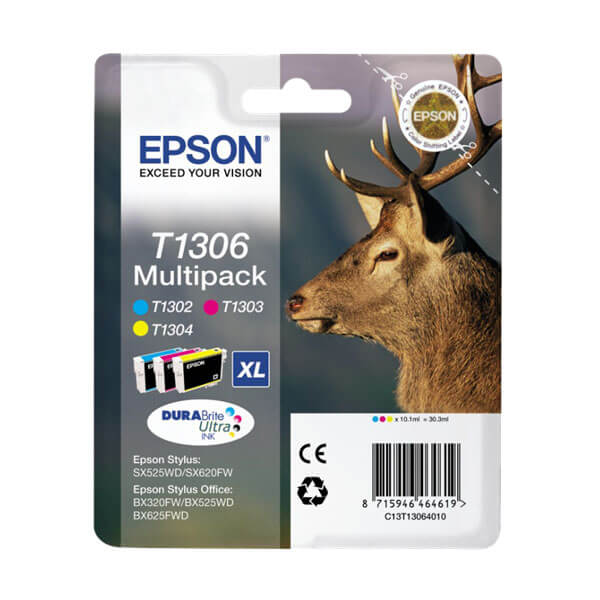 Original Epson T1306 XL / C13T13064012 Tintenpatronen Multipack (3 Stk.)