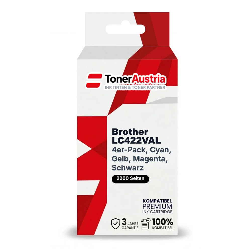 Kompatibel zu Brother LC-422 (LC422VAL) Multipack Schwarz/Cyan/Magenta/Gelb (4 Stk.)