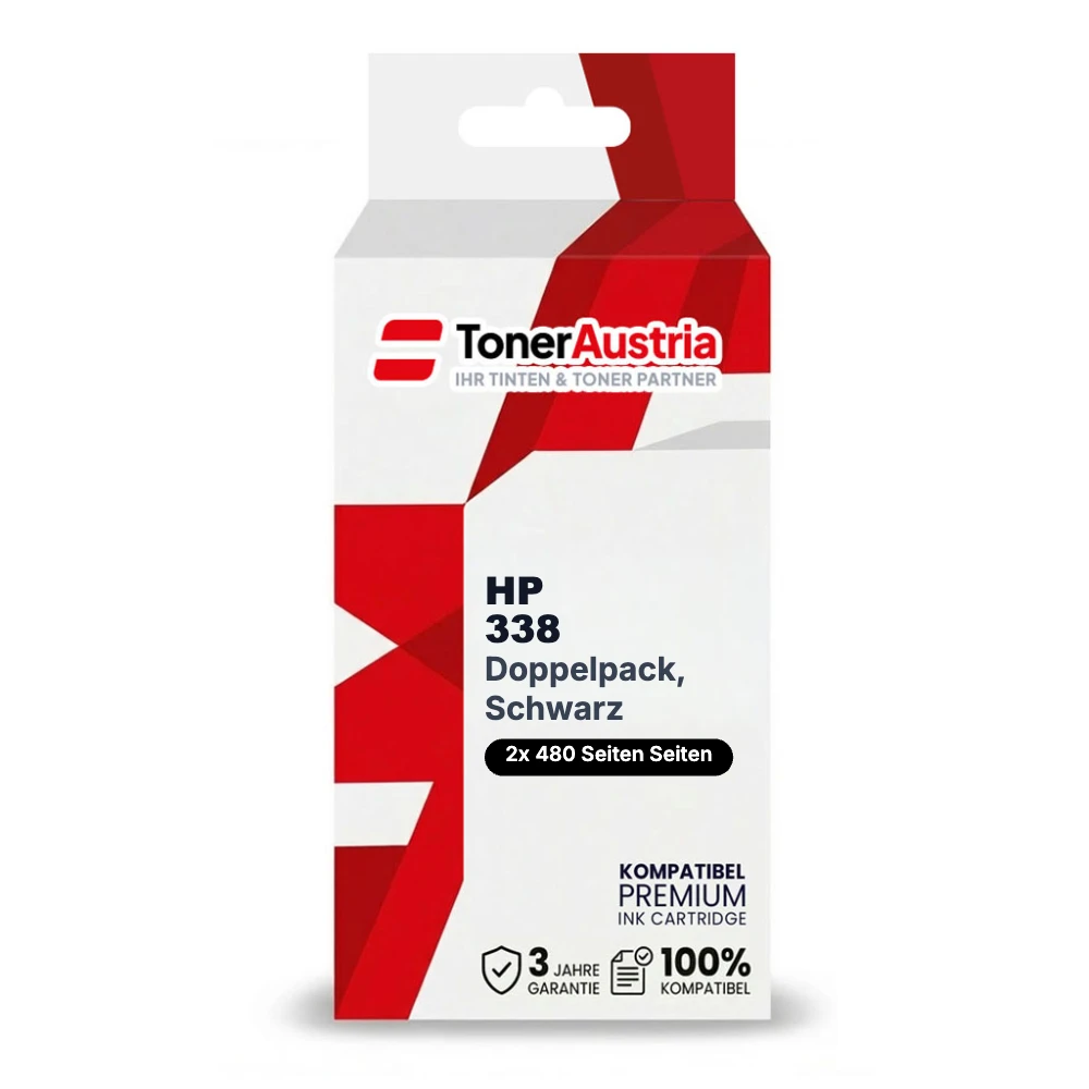 Kompatibel zu HP 338 Tinte Schwarz  Spar-Set (2 stk.)